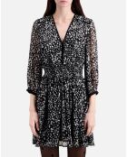 Robe courte imprimée avec smocks noire
