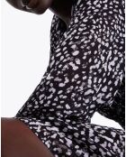 Robe courte imprimée avec smocks noire
