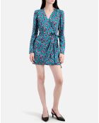 Robe portefeuille courte imprimé bleue