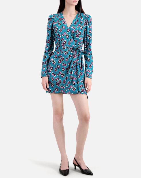 Robe portefeuille courte imprimé bleue
