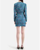 Robe portefeuille courte imprimé bleue