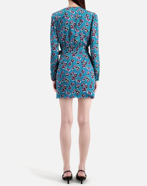 Robe portefeuille courte imprimé bleue