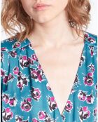 Robe portefeuille courte imprimé bleue