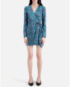Robe portefeuille courte imprimé bleue