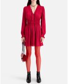 Robe courte à fronces bordeaux