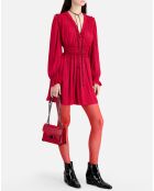 Robe courte à fronces bordeaux