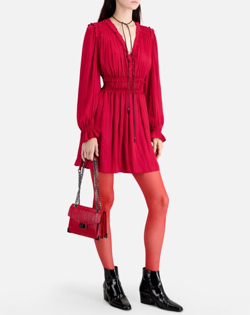 Robe courte à fronces bordeaux