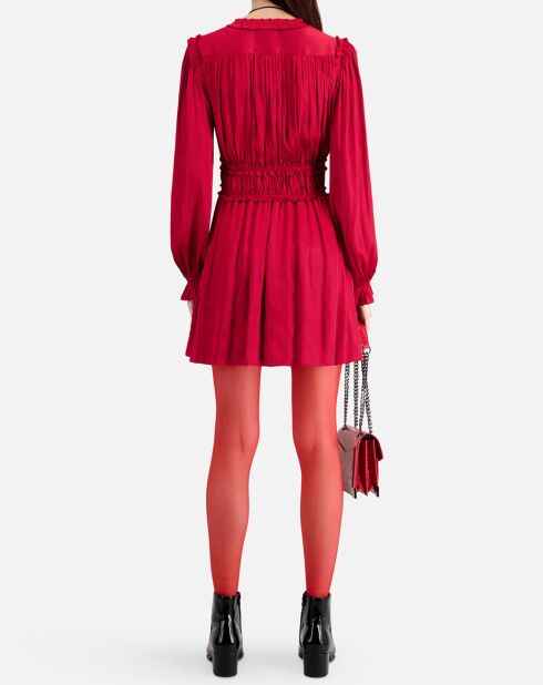 Robe courte à fronces bordeaux