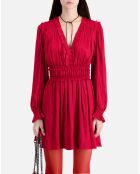 Robe courte à fronces bordeaux