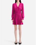 Robe courte avec franges rose