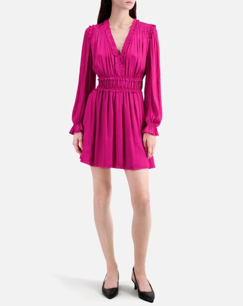 Robe courte avec franges rose