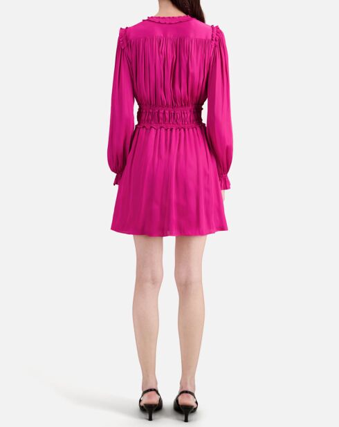 Robe courte avec franges rose
