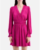Robe courte avec franges rose