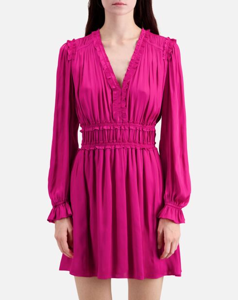 Robe courte avec franges rose