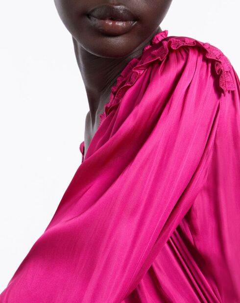 Robe courte avec franges rose