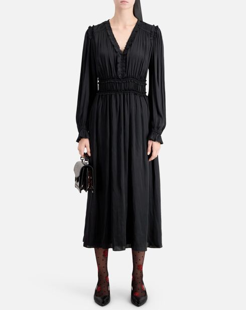 Robe longue à fronces noire