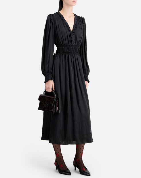Robe longue à fronces noire
