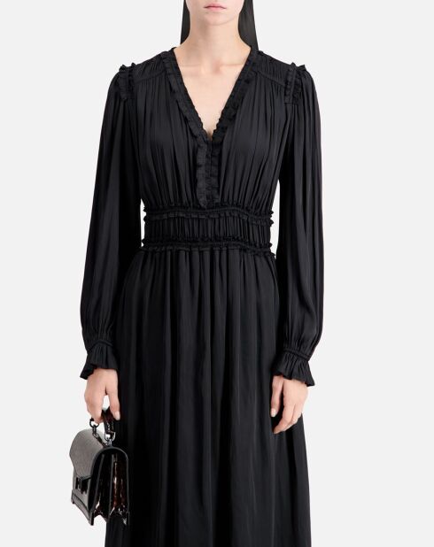 Robe longue à fronces noire