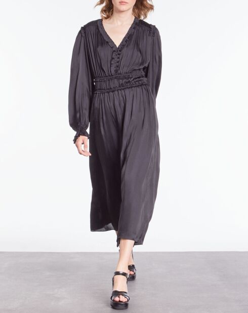 Robe longue à fronces noire