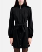 Robe courte en crêpe avec détails en velours noire