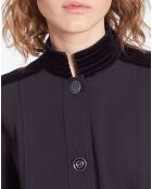 Robe courte en crêpe avec détails en velours noire
