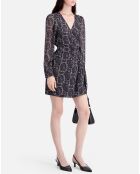 Robe portefeuille courte imprimé noire