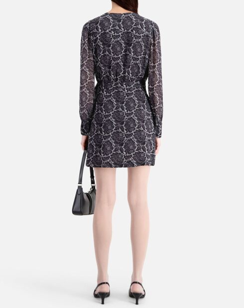 Robe portefeuille courte imprimé noire