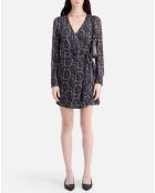 Robe portefeuille courte imprimé noire