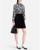 Robe courte plissée imprimée noire