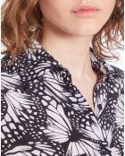 Robe courte plissée imprimée noire