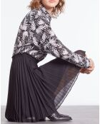 Robe courte plissée imprimée noire