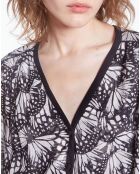 Robe longue imprimée avec boutonnage noire