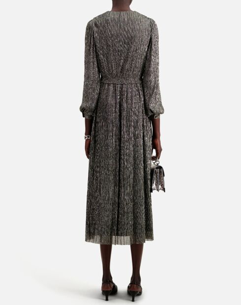 Robe longue argentée