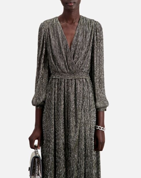 Robe longue argentée