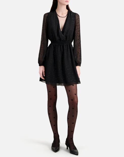 Robe courte à pois en lurex noire
