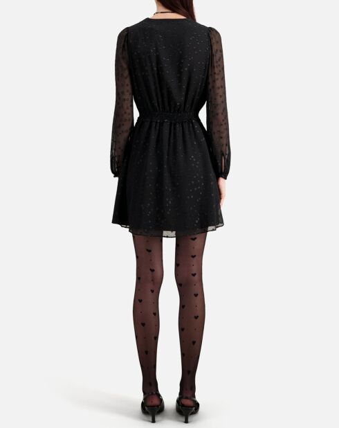 Robe courte à pois en lurex noire