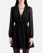 Robe courte à pois en lurex noire