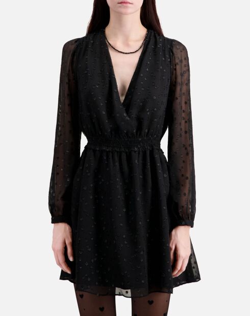 Robe courte à pois en lurex noire
