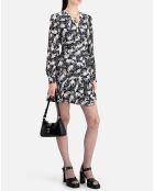 Robe portefeuille courte imprimé noire