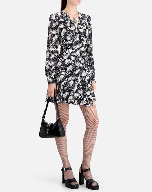 Robe portefeuille courte imprimé noire