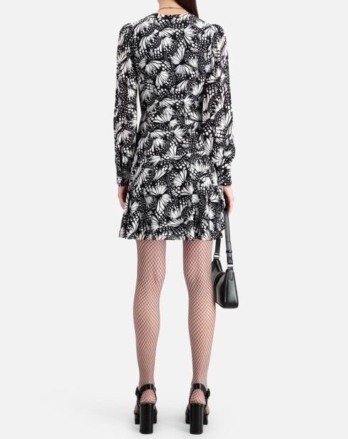 Robe portefeuille courte imprimé noire