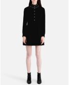 Robe courte en velours avec boutons bijoux noire