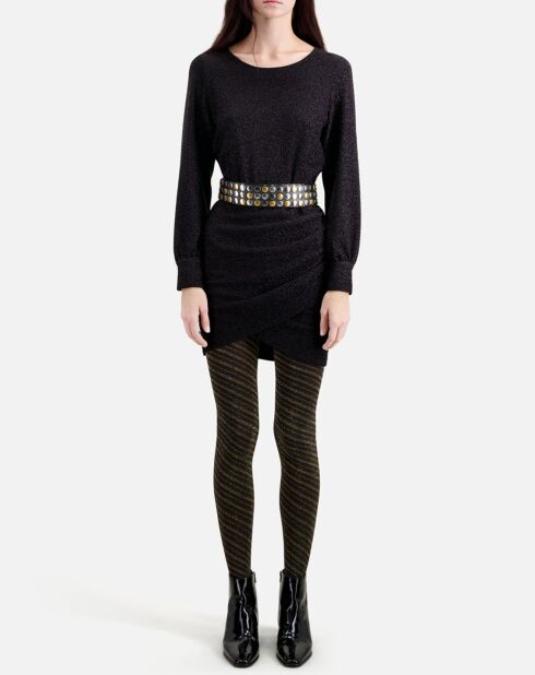 Robe courte effet pailleté noire