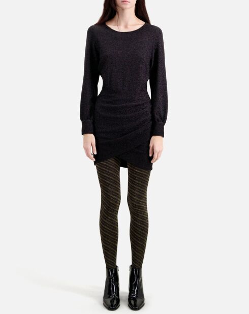 Robe courte effet pailleté noire
