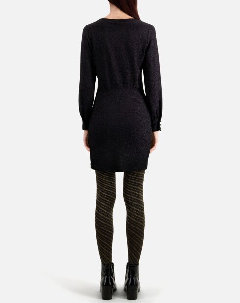 Robe courte effet pailleté noire