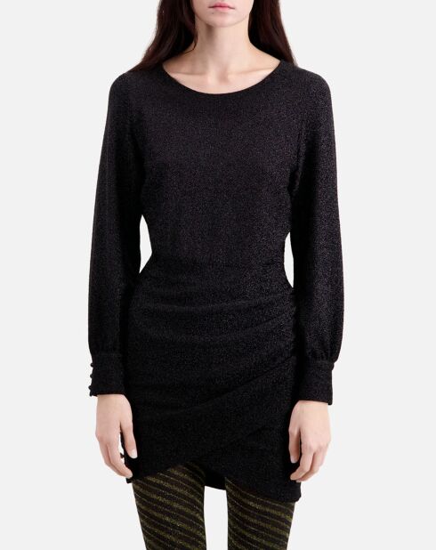 Robe courte effet pailleté noire