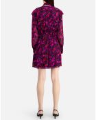 Robe courte imprimée à volants rose