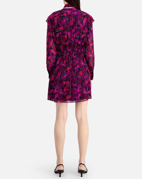 Robe courte imprimée à volants rose