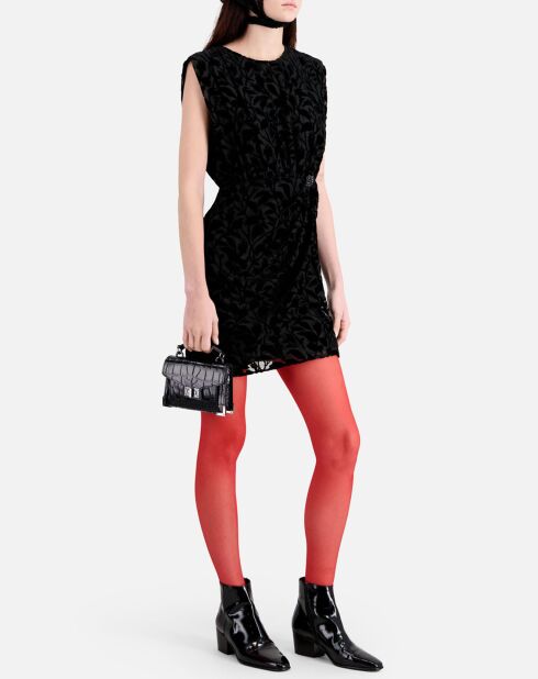 Robe courte en velours dévoré noire