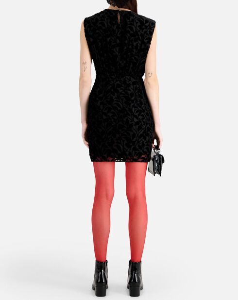 Robe courte en velours dévoré noire
